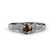 1 - Serene Smoky Quartz and Diamond Bridal Set Ring 