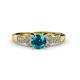 1 - Serene London Blue Topaz and Diamond Bridal Set Ring 