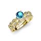 3 - Laine London Blue Topaz and Diamond Marquise Shape Bridal Set Ring 