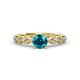 1 - Laine London Blue Topaz and Diamond Marquise Shape Bridal Set Ring 