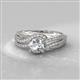 4 - Aimee Signature Rhodolite Garnet and Diamond Bypass Halo Engagement Ring 