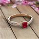 7 - Avril Desire Emerald Cut Ruby and Round Diamond Twist Braided Shank Engagement Ring 
