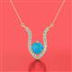 6 - Lauren 6.00 mm Round Turquoise and Diamond Accent Pendant Necklace 