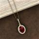 6 - Esha 8x6 mm Oval Cut Red Garnet and Round Diamond Halo Pendant Necklace 