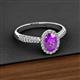 7 - Emily Classic Oval Cut Amethyst and Round Diamond Micro Pave Tapered Shank Halo Engagement Ring 