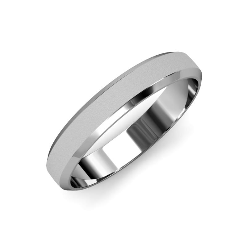 Feivel Glass Finish 4.00 mm Beveled Edge Wedding Band 