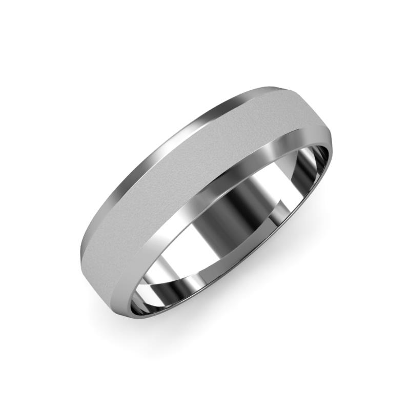 Feivel Glass Finish 4.00 mm Beveled Edge Wedding Band 