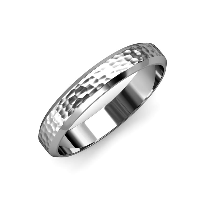 Feivel Hammer Finish 4.00 mm Beveled Edge Wedding Band 