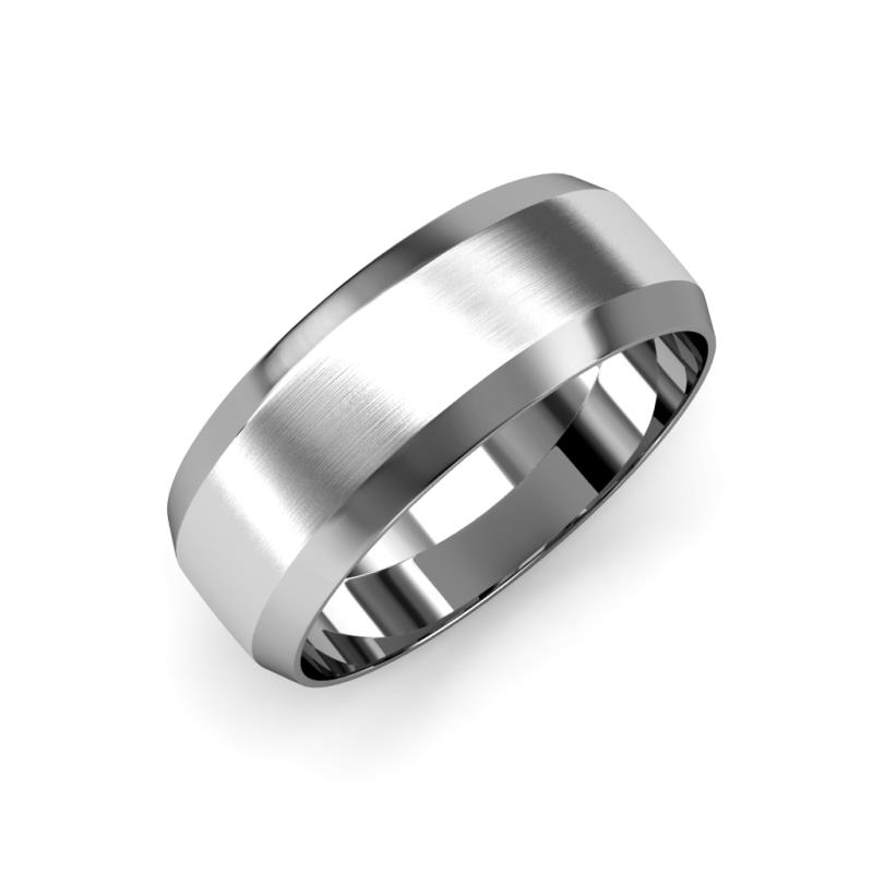 Feivel Satin Finish 4.00 mm Beveled Edge Wedding Band 