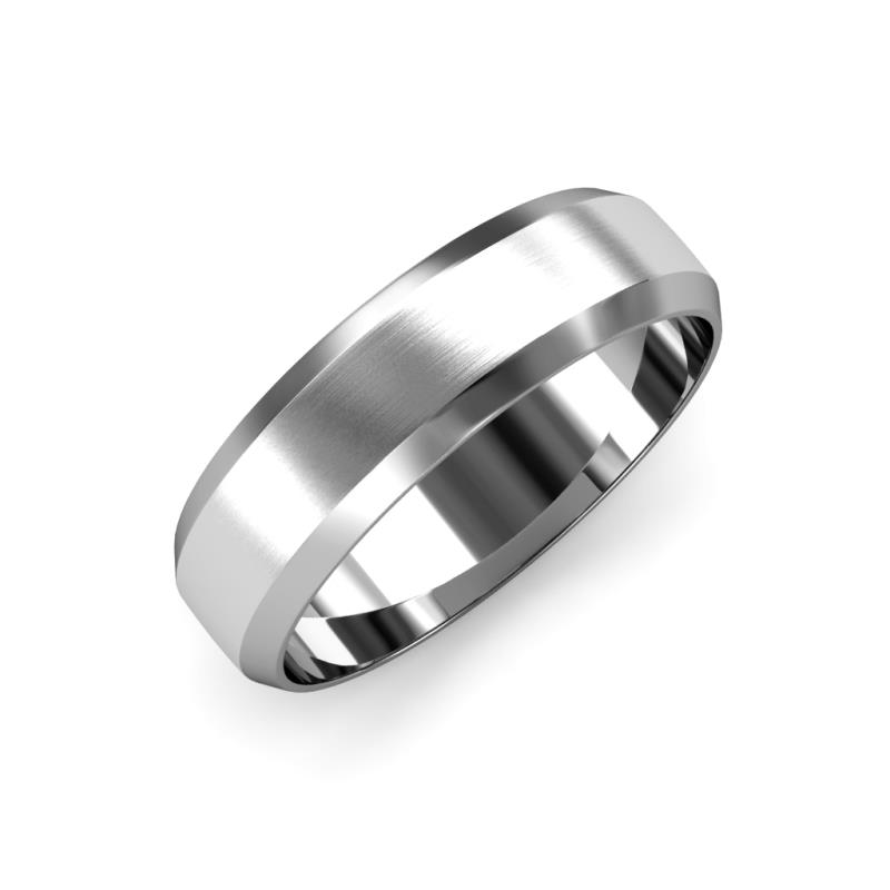 Feivel Satin Finish 4.00 mm Beveled Edge Wedding Band 