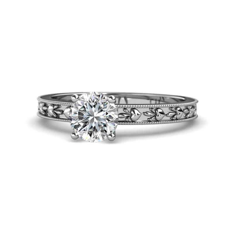 Niah Retro Semi Mount Heart Embossed Solitaire Engagement Ring 