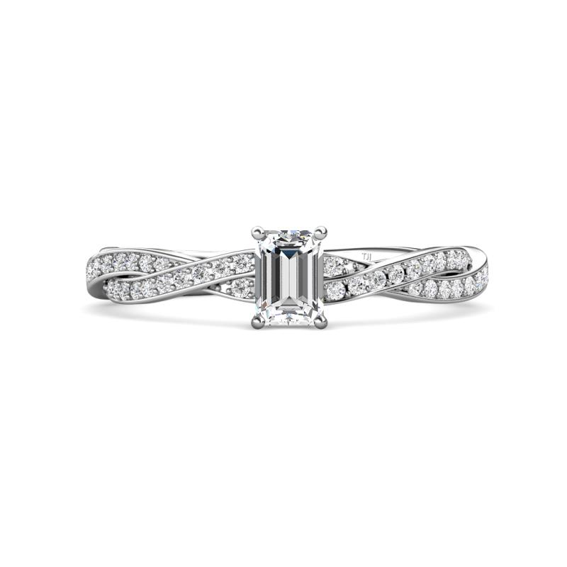 Avril Desire Emerald Cut Semi Mount Twist Braided Shank Engagement Ring 