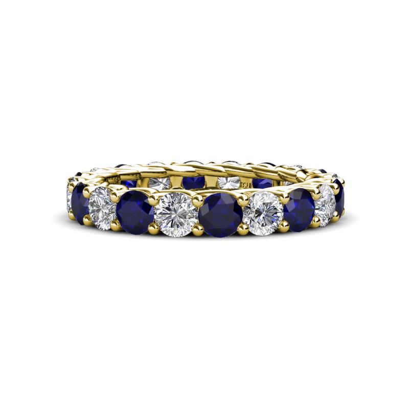 Lucida 4.10 ctw (3.80 mm) Round Blue Sapphire and Natural Diamond Eternity Band 