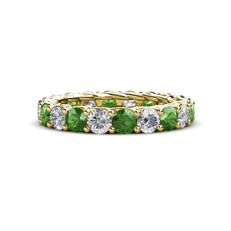 Lucida 4.31 ctw (3.80 mm) Round Green Garnet and Natural Diamond Eternity Band 