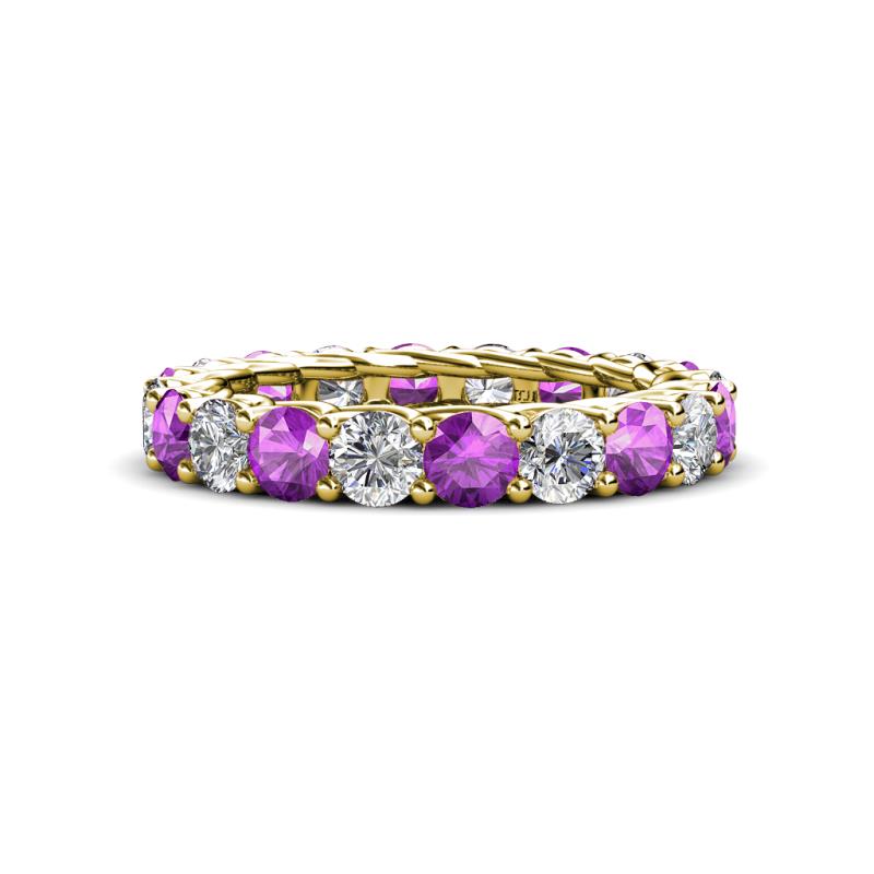 Lucida 3.80 ctw (3.80 mm) Round Amethyst and Natural Diamond Eternity Band 
