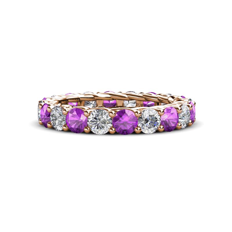 Lucida 3.80 ctw (3.80 mm) Round Amethyst and Natural Diamond Eternity Band 
