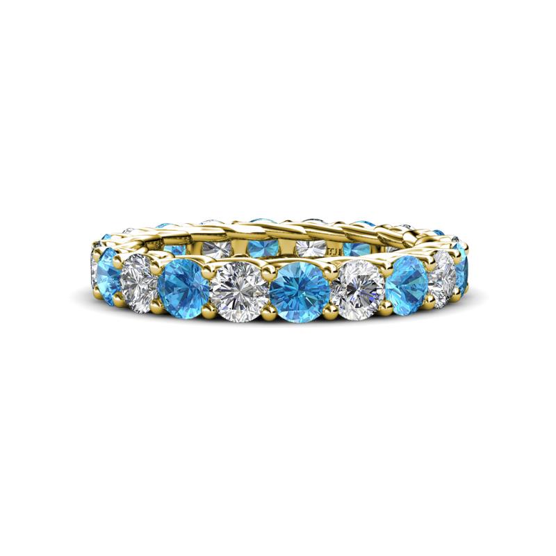 Lucida 3.80 ctw (3.80 mm) Round Blue Topaz and Natural Diamond Eternity Band 