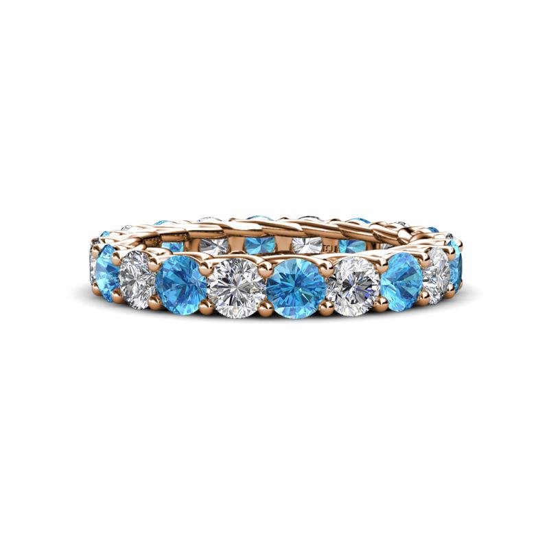 Lucida 3.80 ctw (3.80 mm) Round Blue Topaz and Natural Diamond Eternity Band 