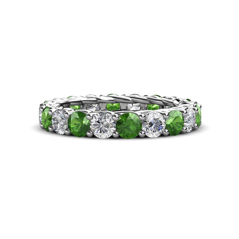 Lucida 4.31 ctw (3.80 mm) Round Green Garnet and Natural Diamond Eternity Band 
