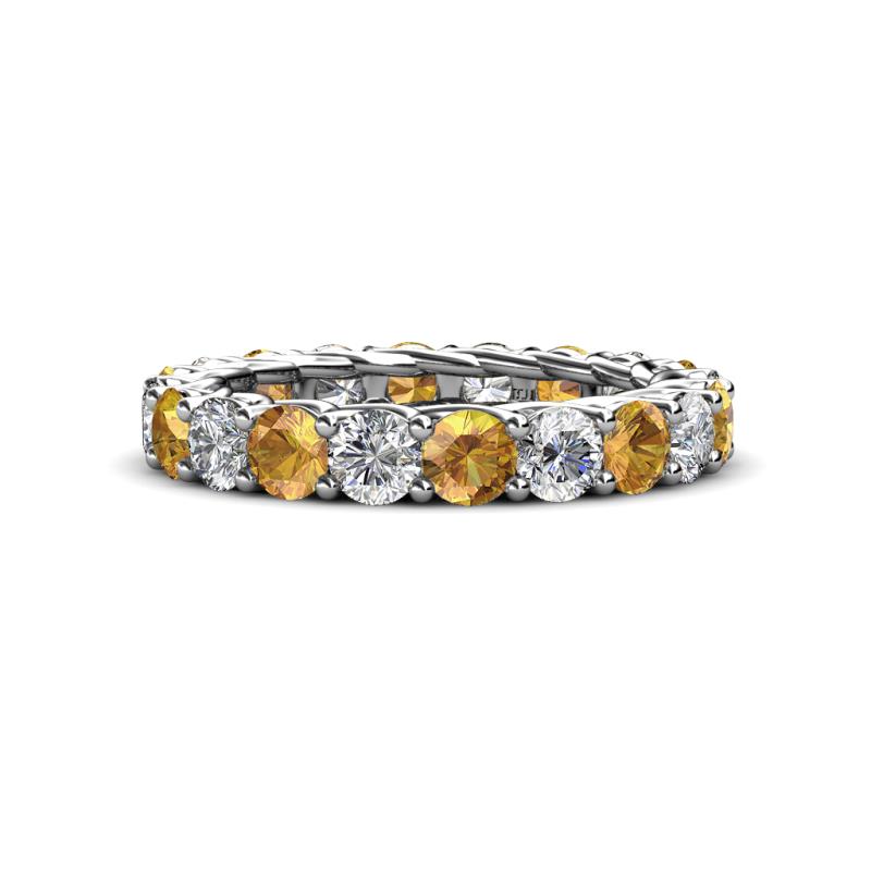 Lucida 3.80 ctw (3.80 mm) Round Citrine and Natural Diamond Eternity Band 