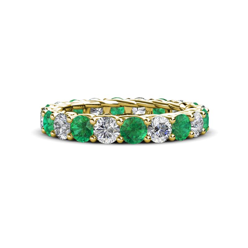 Lucida 3.80 ctw (3.80 mm) Round Emerald and Natural Diamond Eternity Band 