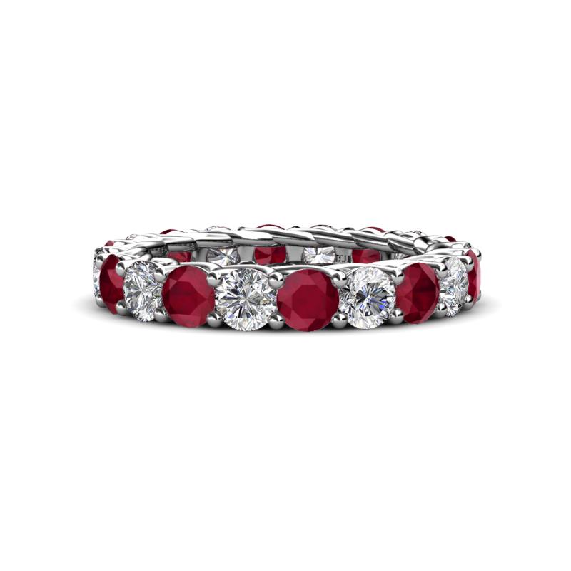 Lucida 4.10 ctw (3.80 mm) Round Ruby and Natural Diamond Eternity Band 