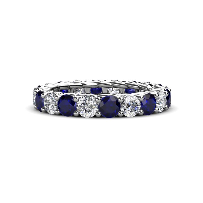 Lucida 4.10 ctw (3.80 mm) Round Blue Sapphire and Natural Diamond Eternity Band 