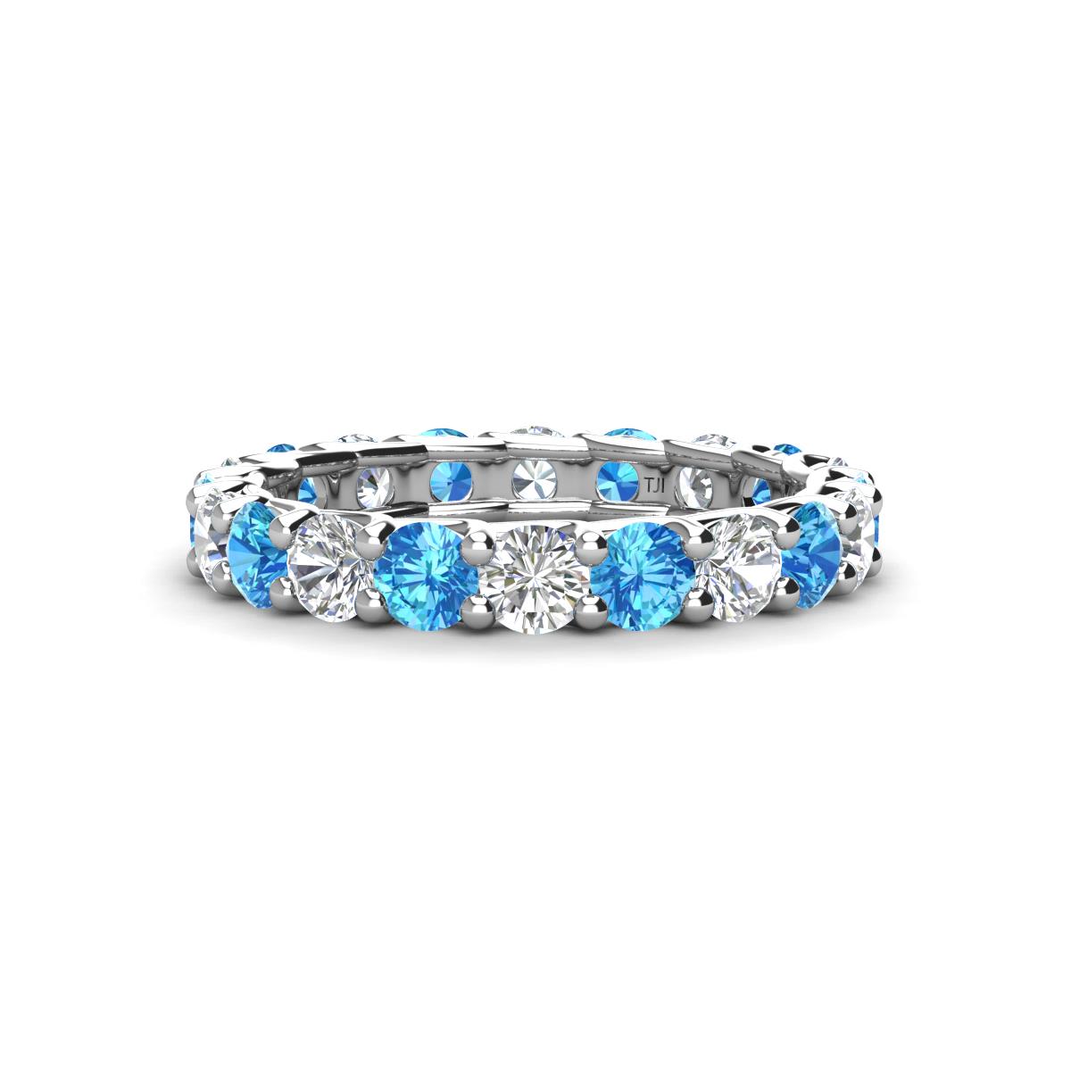 Laida 3.40 mm Blue Topaz and Diamond Eternity Band 