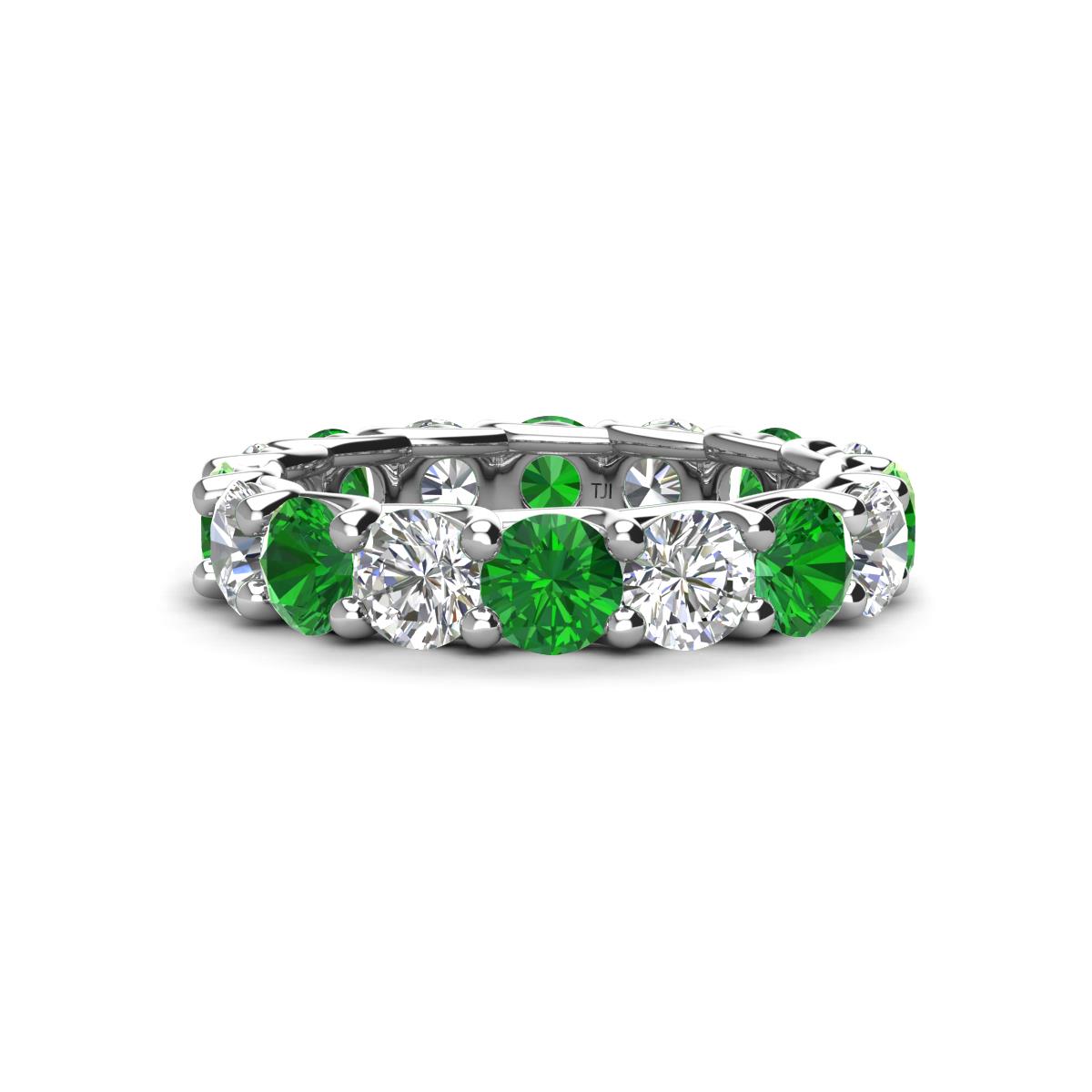 Laida 4.00 mm Green Garnet and Diamond Eternity Band 