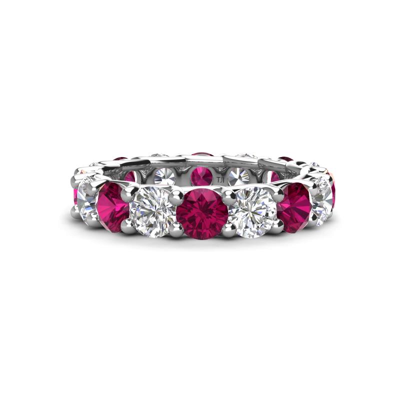 Laida 4.52 ctw (4.00 mm) Rhodolite Garnet and Diamond Eternity Band 