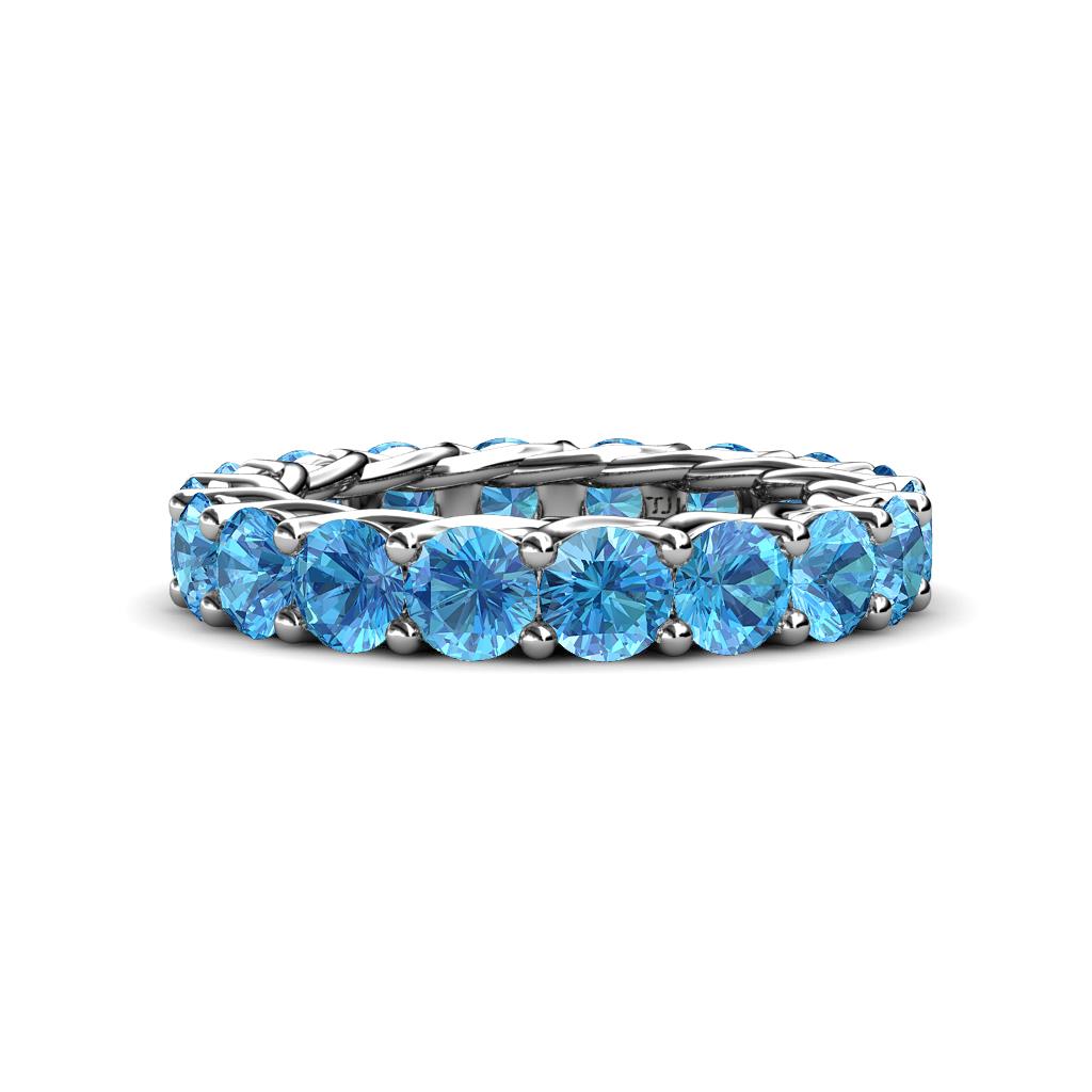 Lucida 4.00 mm Round Blue Topaz U Prong Eternity Band 