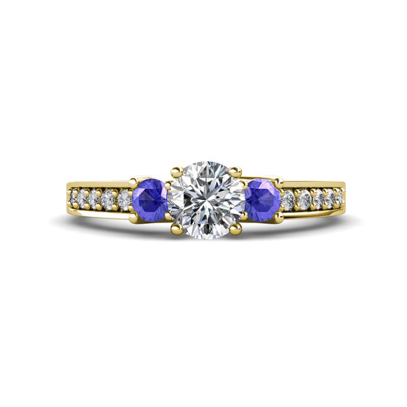 Valene Diamond and Tanzanite Three Stone Engagement Ring 