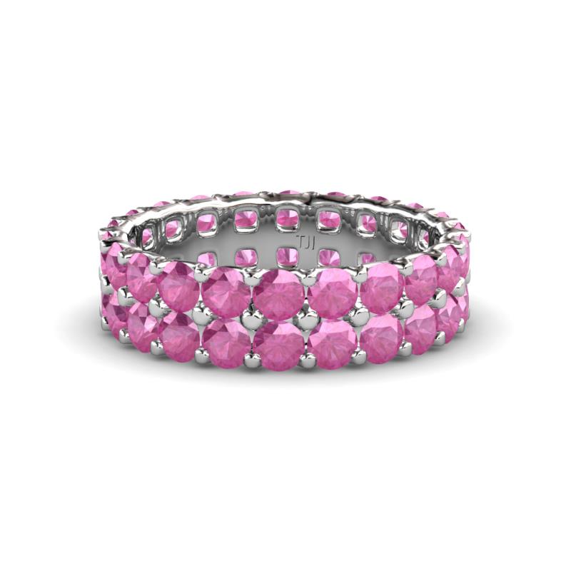 Zenia 2.70 mm Pink Sapphire Double Row Eternity Band 