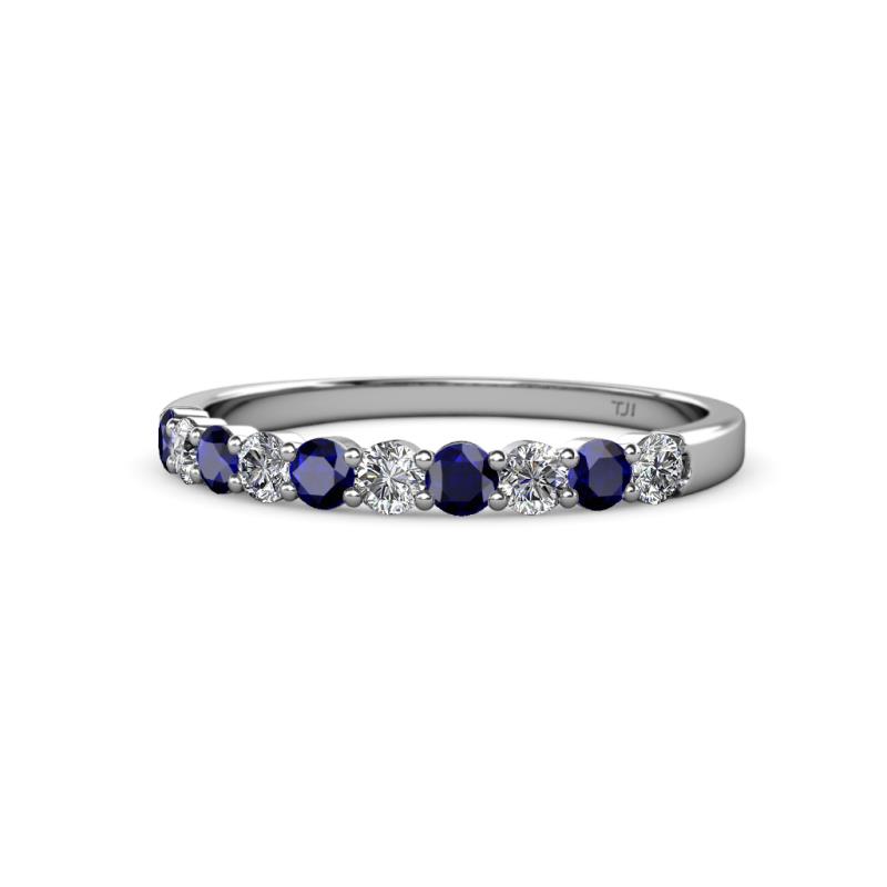 Clara 2.70 mm Blue Sapphire and Diamond 10 Stone Wedding Band 