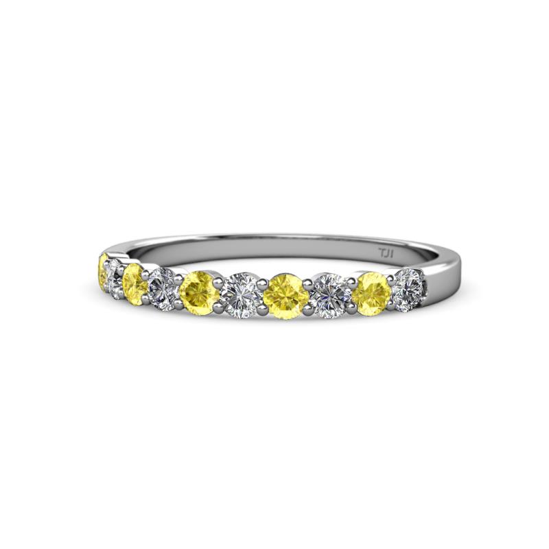 Clara 2.70 mm Yellow Sapphire and Diamond 10 Stone Wedding Band 