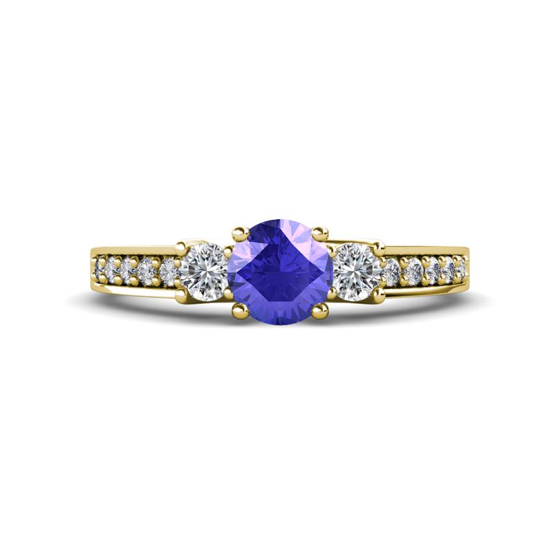 Valene Tanzanite and Diamond Three Stone Engagement Ring 