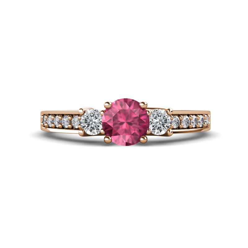 Valene Pink Tourmaline and Diamond Three Stone Engagement Ring 