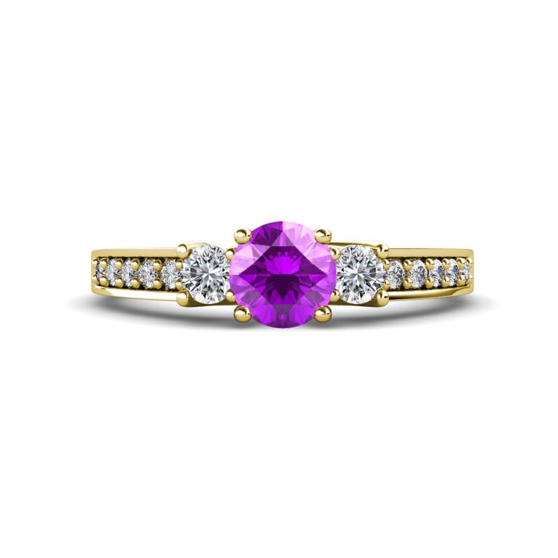 Valene Amethyst and Diamond Three Stone Engagement Ring 