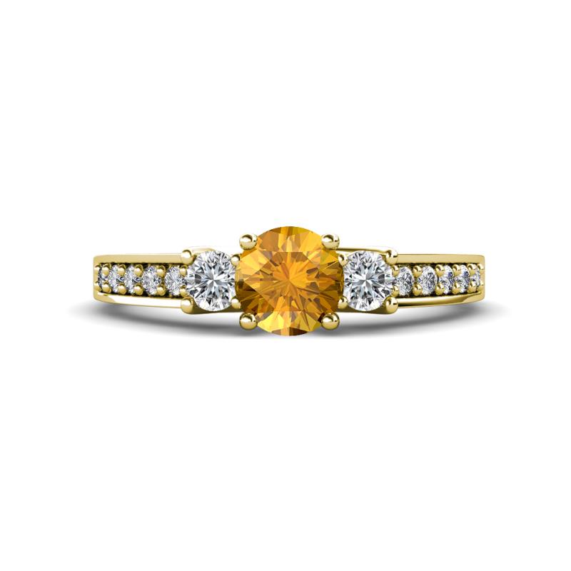 Valene Citrine and Diamond Three Stone Engagement Ring 