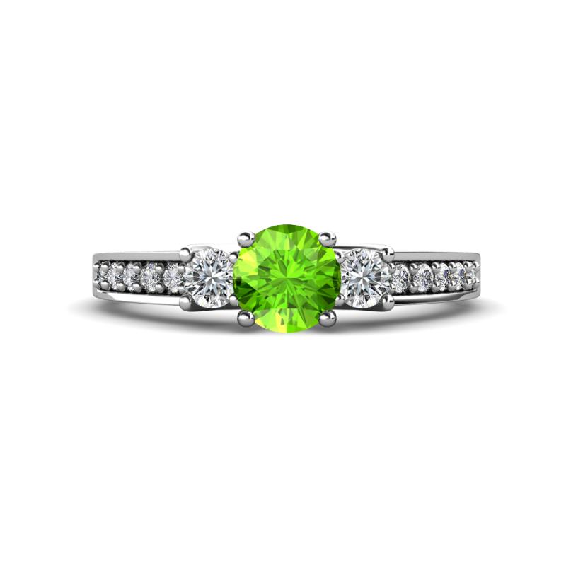 Valene Peridot and Diamond Three Stone Engagement Ring 