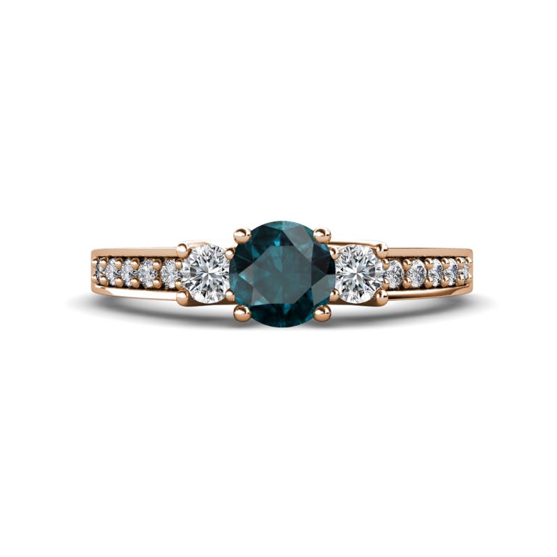 Valene London Blue Topaz and Diamond Three Stone Engagement Ring 