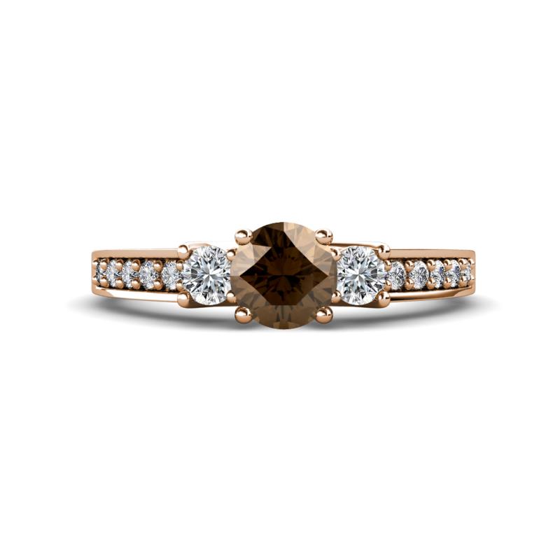 Valene Smoky Quartz and Diamond Three Stone Engagement Ring 