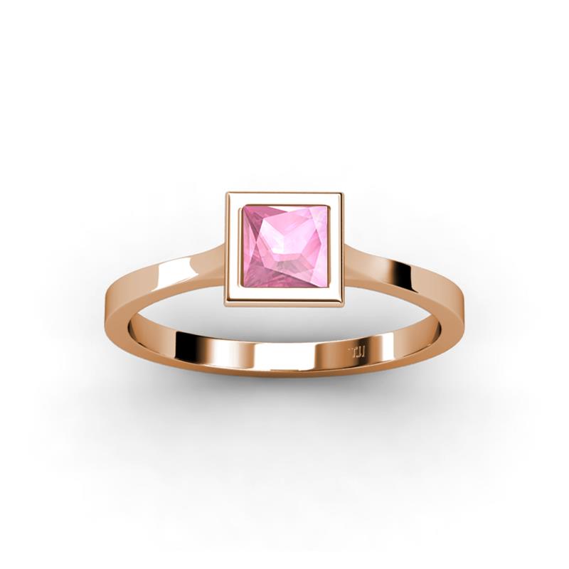 Elcie Princess Cut Pink Tourmaline Solitaire Engagement Ring 