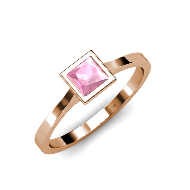 Elcie Princess Cut Pink Tourmaline Solitaire Engagement Ring 