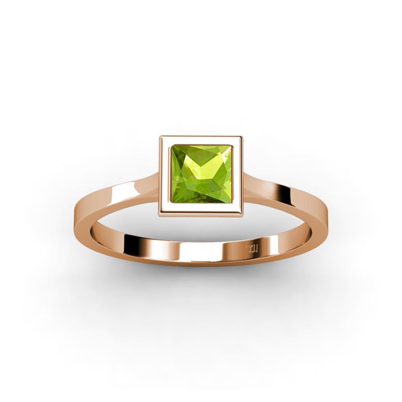 Elcie Princess Cut Peridot Solitaire Engagement Ring 