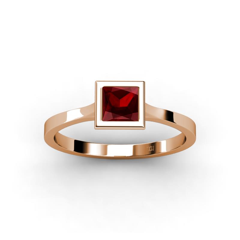Elcie Princess Cut Red Garnet Solitaire Engagement Ring 