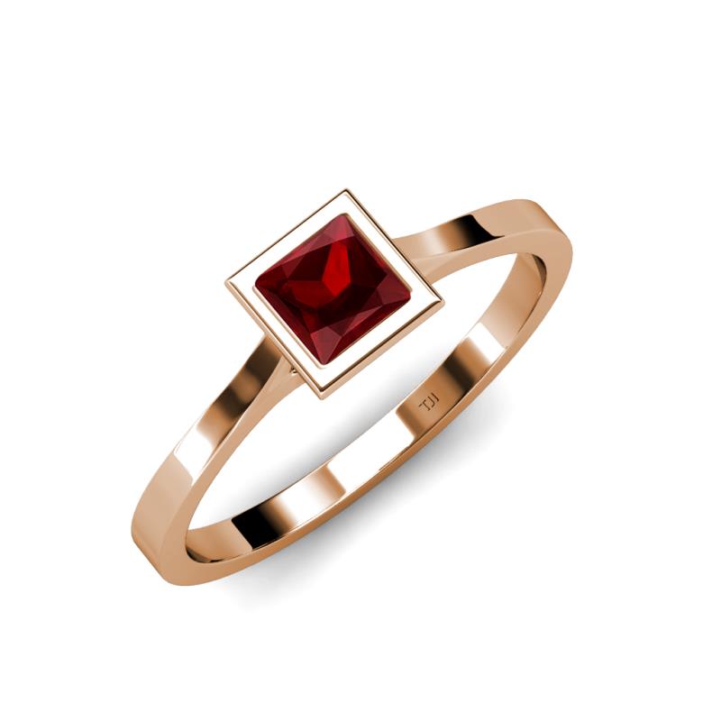 Elcie Princess Cut Red Garnet Solitaire Engagement Ring 