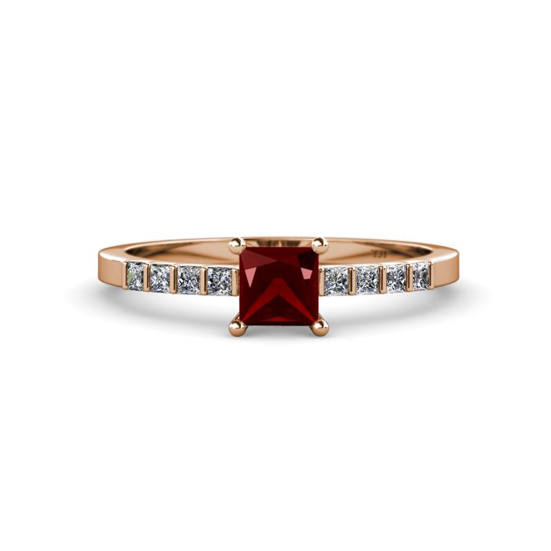 Fenice Red Garnet and Diamond Bridal Set Ring 