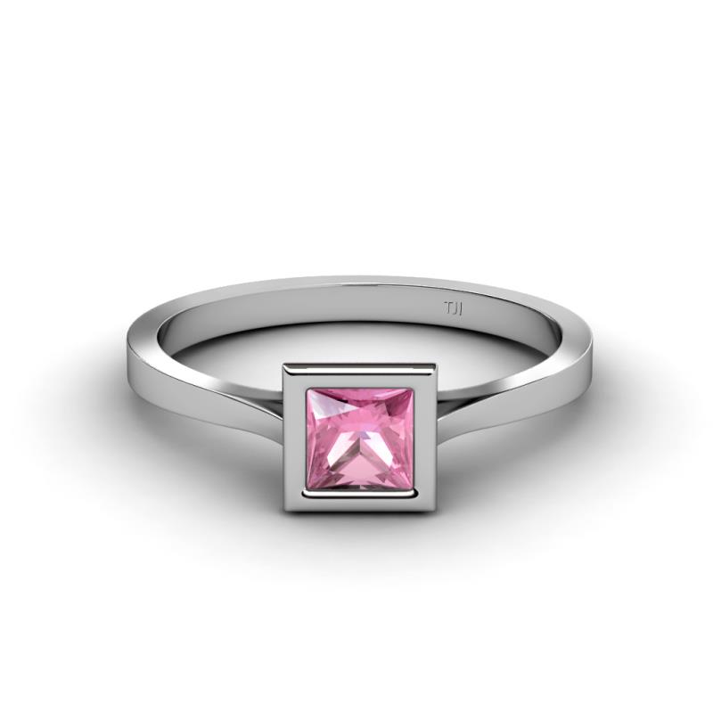 Elcie Princess Cut Pink Tourmaline Solitaire Engagement Ring 