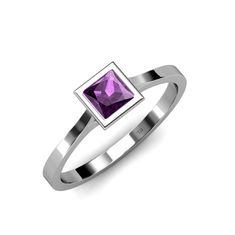 Elcie Princess Cut Amethyst Solitaire Engagement Ring 